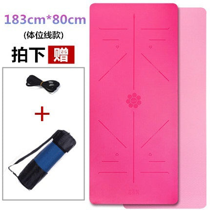 Posture line yoga mat tpe material widened 80cm professional fitness thickened 8mm non-slip mat special for yoga studio