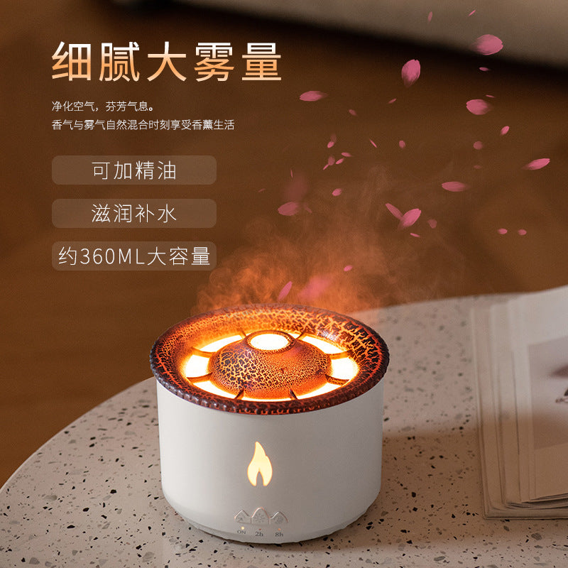 New creative volcano aromatherapy machine flame lamp spray jellyfish humidifier new type spit ring humidifier wholesale