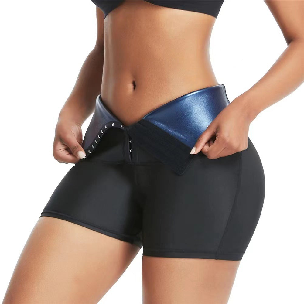 Europe and the United States hot-selling shape pants women's high-waist coated sports fitness shorts